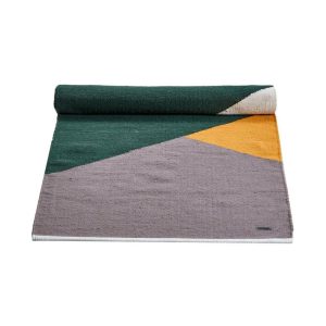 Alfombra de algodón Horizon verde, ámbar y gris-0