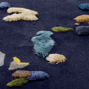 Chaos Dark Blue Linen Rug