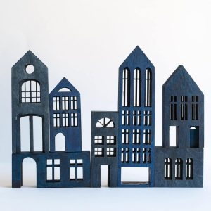 Escultura madera Metropol blue-0