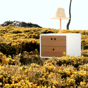 Nel bedside table with lamp