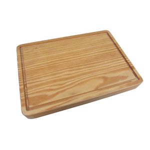 Tabla de cortar rectangular de pino con ranura de jugo-0