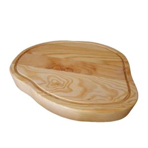 Tabla de cortar carne de madera de pino con ranura de jugo-0